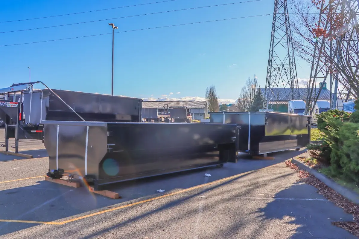 Roll-off dumpster ready for waste disposal at job site for 20 Yard Dumpster Rental in Spring Valley